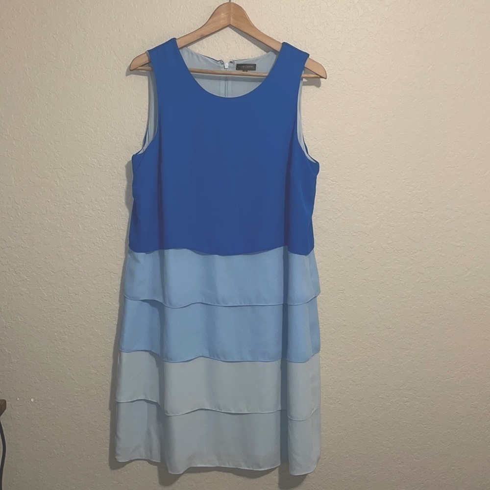 Vince Camuto Women's Sleeveless Color-Block Layered Shift Dress Size 14